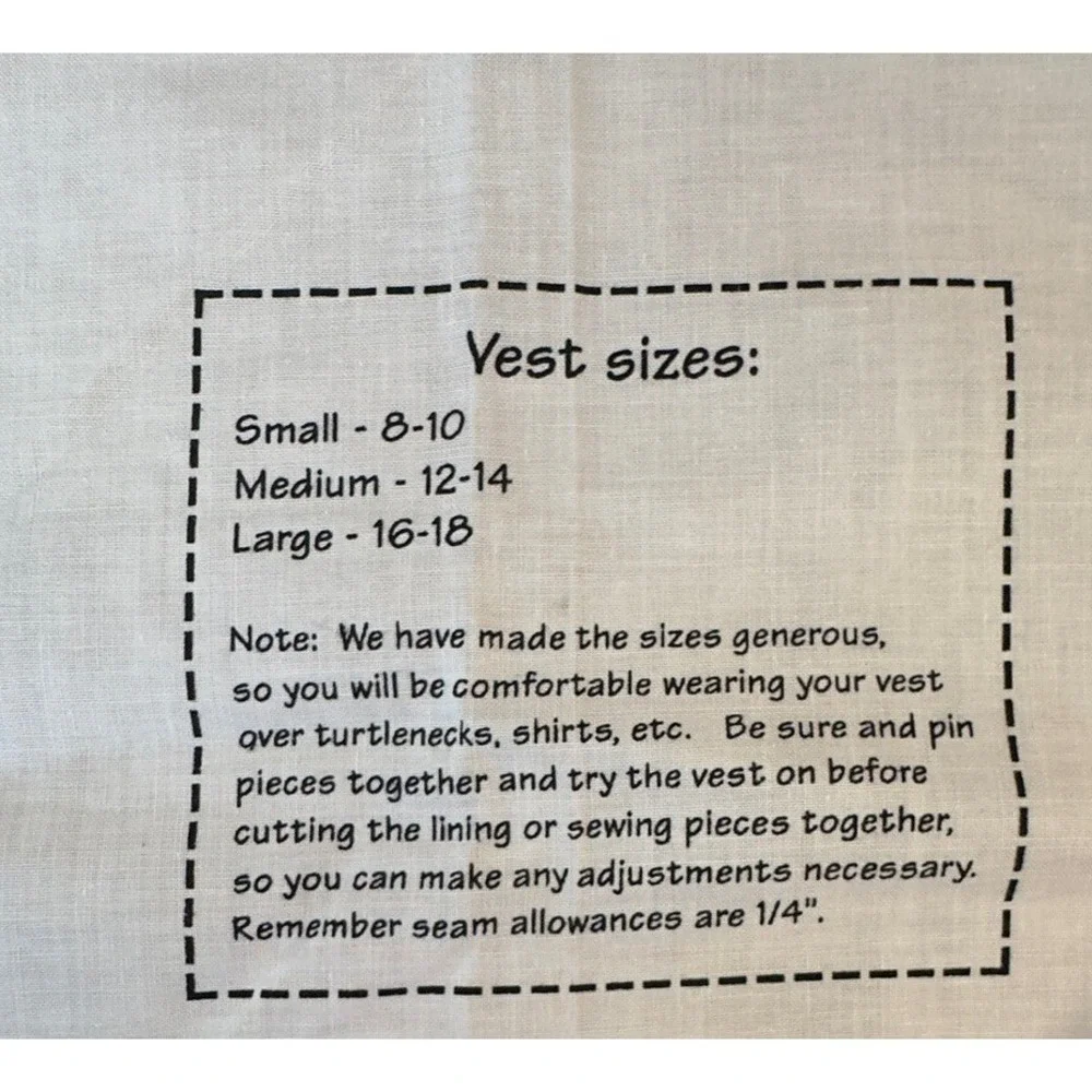 Country Beans At Heart Vest Fabric Panel Leslie Beck‎ Quilting Sewing Craft NOS